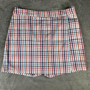 Talbots Skort Womens 10 Plaid Wrap Side Zip Shorts Summer Casual Stretch Spandex